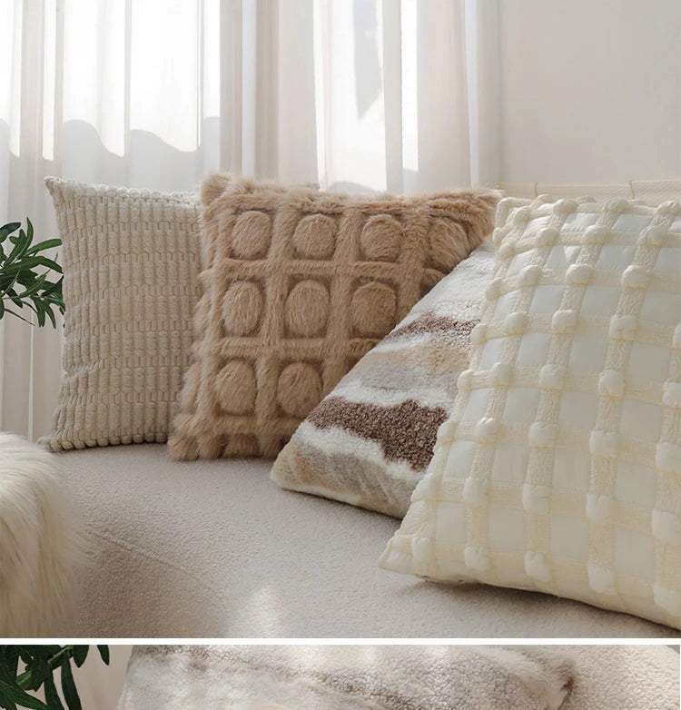 Wool High Quality Cushion Cover Brown Series Skin-friendly Home Decoration Pillow Cover 45x45 Cm Modern Simple Indoor Sofa