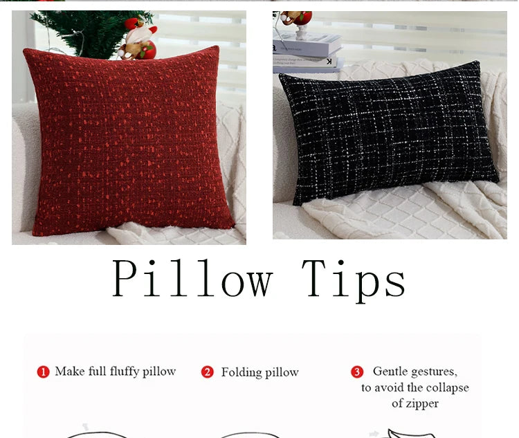 Cushion Cover Christmas Home Decoration 45x45 30x50cm Retro Red/Black Simple Pillow Cover for Lumbar recliner chair Pillowcase