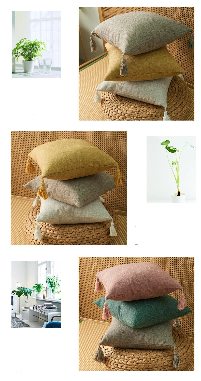 Yellow/Khaki Cushion Cover Home Linen Decorative 1PC and Practical Soft Pillow Cover for Sofa Bedroom Comfortable Pillow Cases