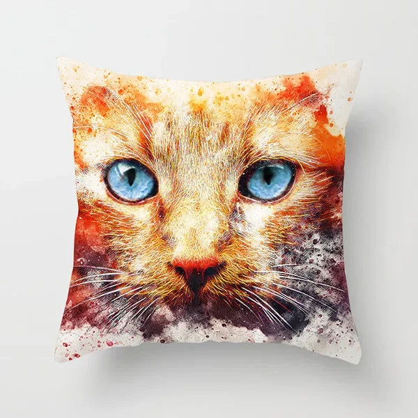Vibrant Animal Portrait Pillow Covers 45x45cm Soft Velvet Decorative Cushion Cover Dog Cat Tiger Lion Pillowcases for  Sofa Car