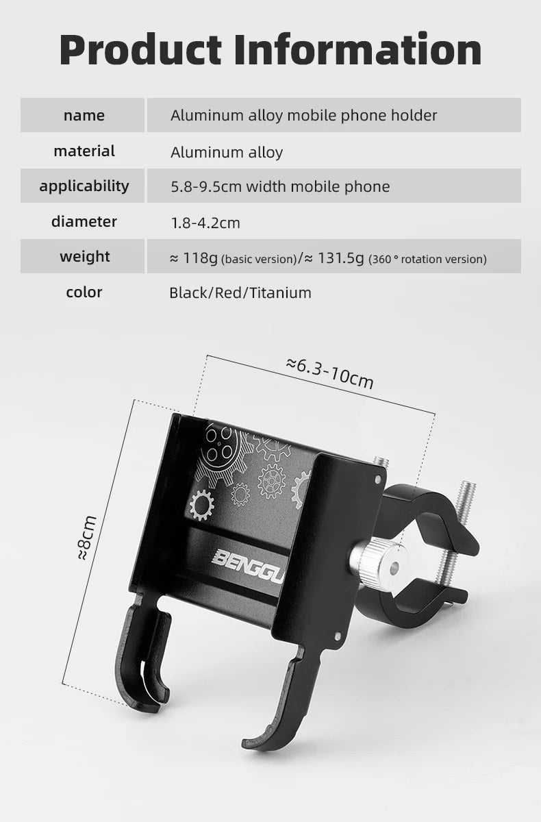 iBudim Bike Phone Holder 360 Rotation Bicycle Phone Holder for 4.7-7.0 inch Devices Motorcycle Handlebar Mobile Phone Stand