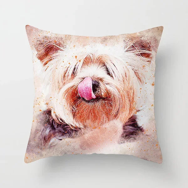 Vibrant Animal Portrait Pillow Covers 45x45cm Soft Velvet Decorative Cushion Cover Dog Cat Tiger Lion Pillowcases for  Sofa Car