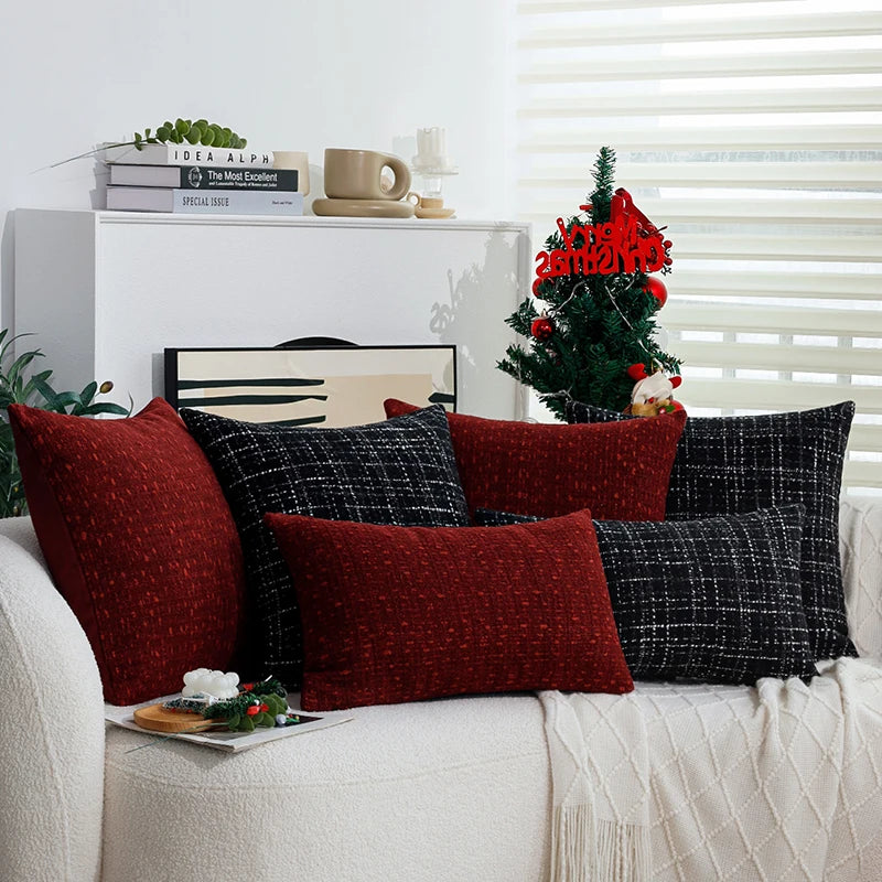 Cushion Cover Christmas Home Decoration 45x45 30x50cm Retro Red Simple Pillow Cover for Indoor Liviing Room Sofa Pillowcase