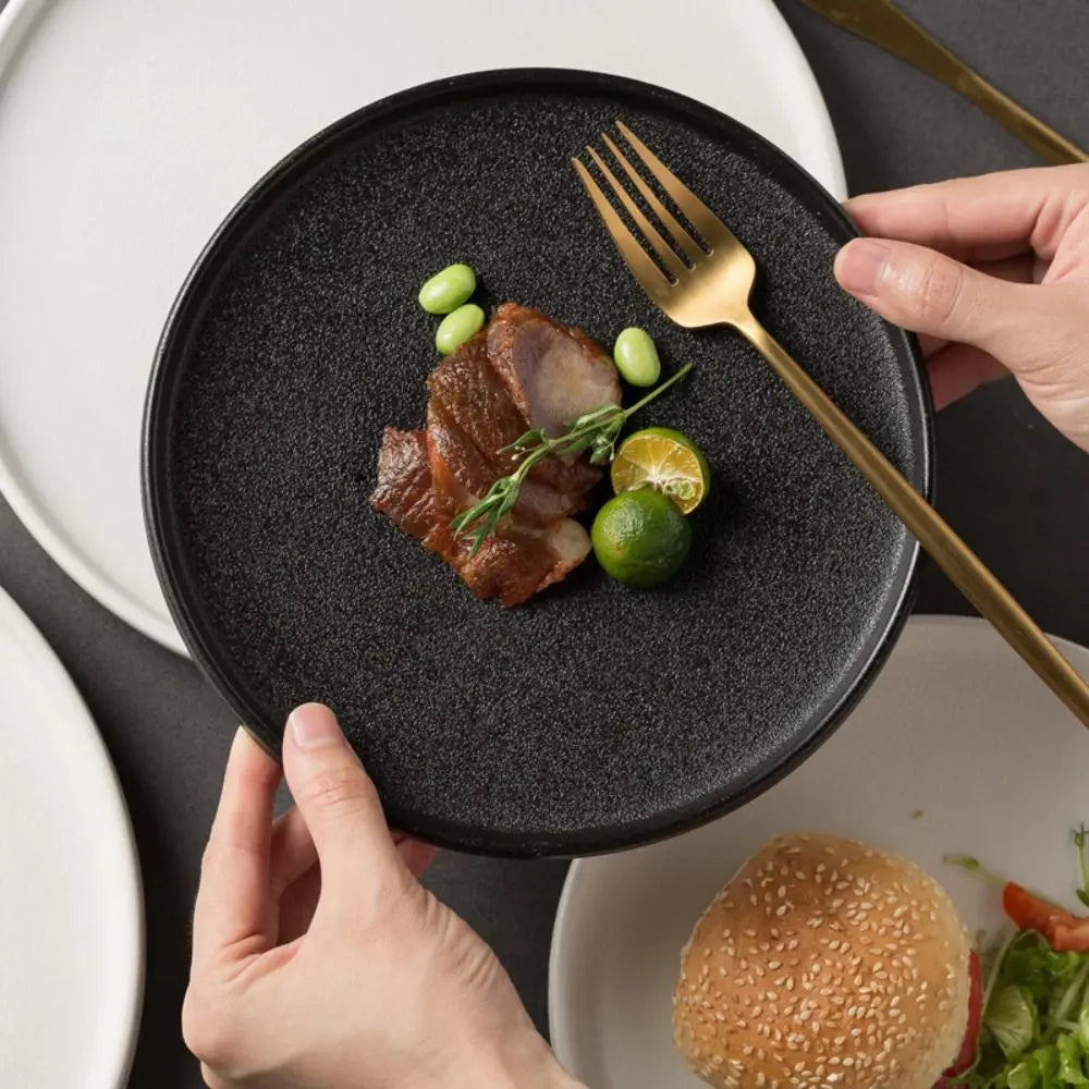 Tableware Ceramic Steak Plate Flat Durable Storage Tray Creative Multi-Function Western Dish Bread