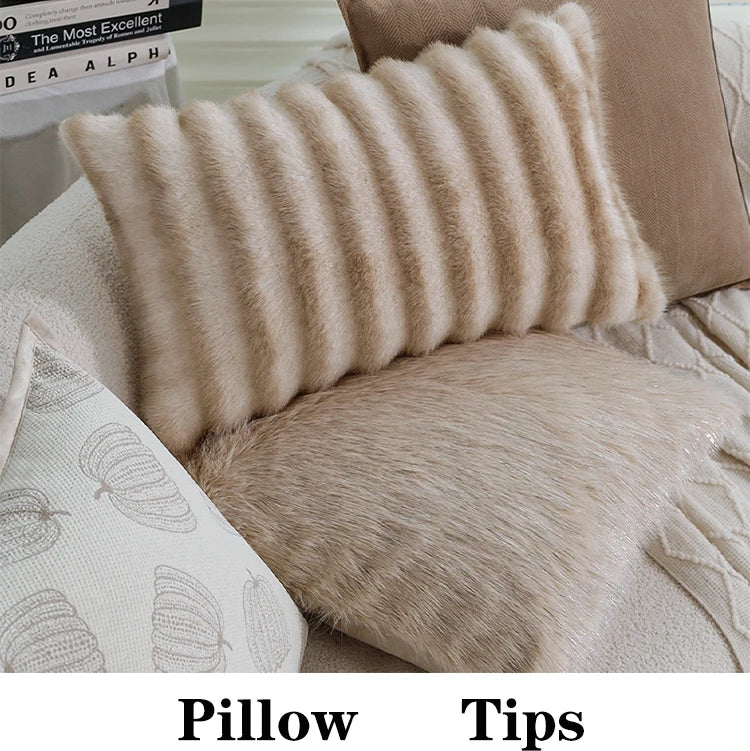 High-quality Silver Thread Fox Fur Cushion Cover 45x45cm Layered Plush 30x50cm Home Living Room Sofa Warm Decorative Pillowcas